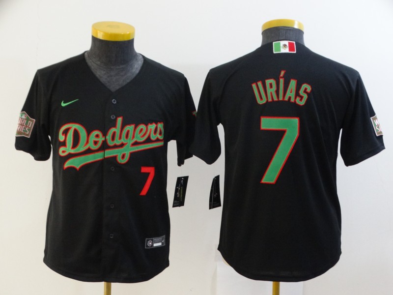 2021 Youth Los Angeles Dodgers 7 Urias Black Game 2021 Nike MLB Jersey